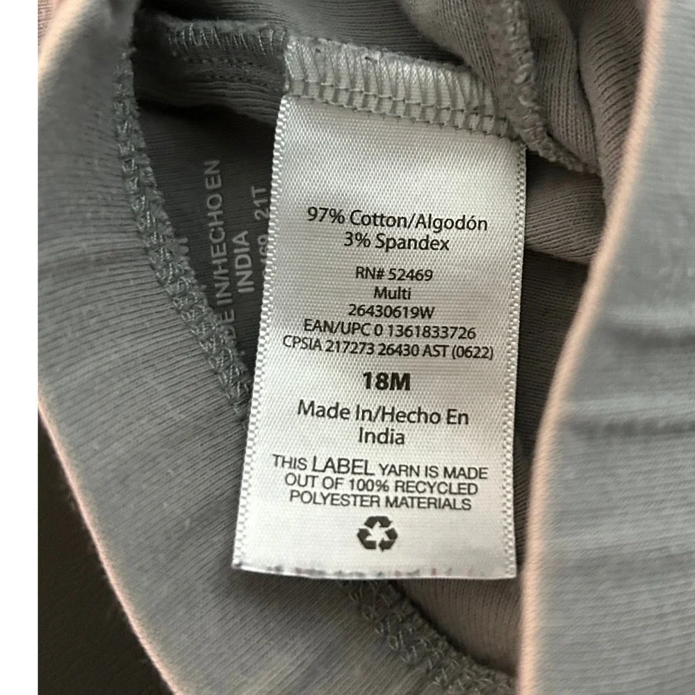 Wonder Nation Baby Leggings 18M Light Blue Gray Cotton Blend Elastic Waist 1338